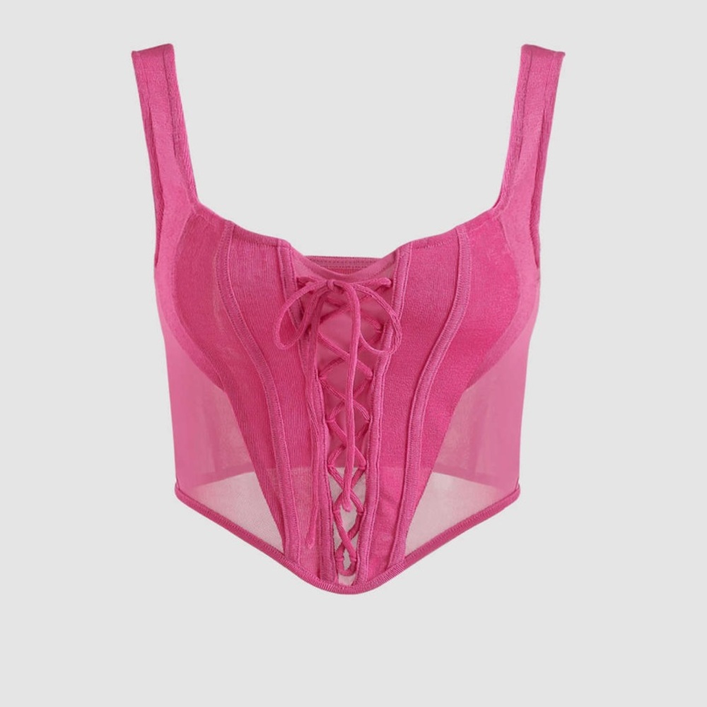 NWT Cider “Wine” Solid Lace Up Corset Tank Top